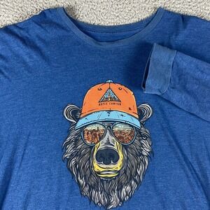 Wild Tribute Shirt Mens XXL Blue Bear Long Sleeve Graphic Tee Outdoor Hike Camp